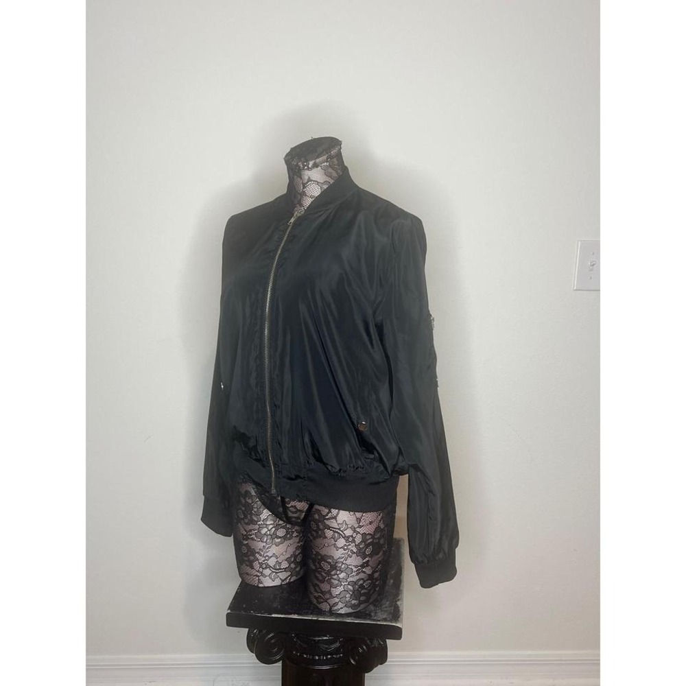 Cleo Apparel Bomber Zip Down Bomber Women's Black Jacket Size Large